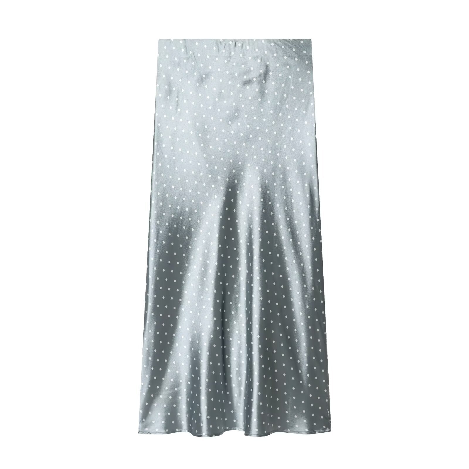 Women's polka dot satin texture MIDI skirt
