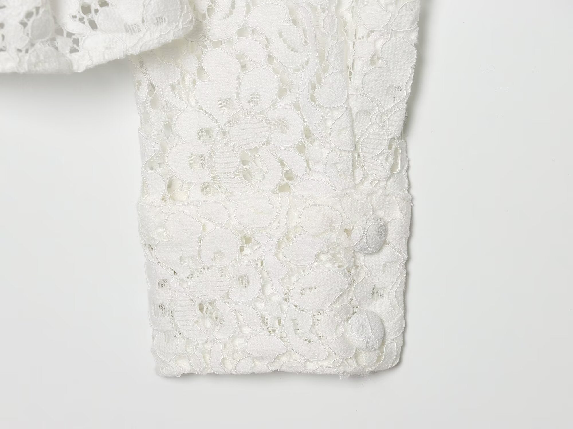 Women's lace O Neck double breasted Coat