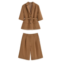 suit Women's 2 pieces five quarter sleeve lace up  Blazer Coat+shorts