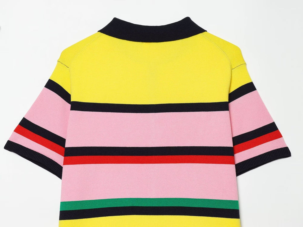 Women's comfortable striped knitted polo shirt