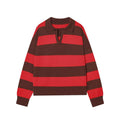 Women's casual soft texture striped knitted polo shirt