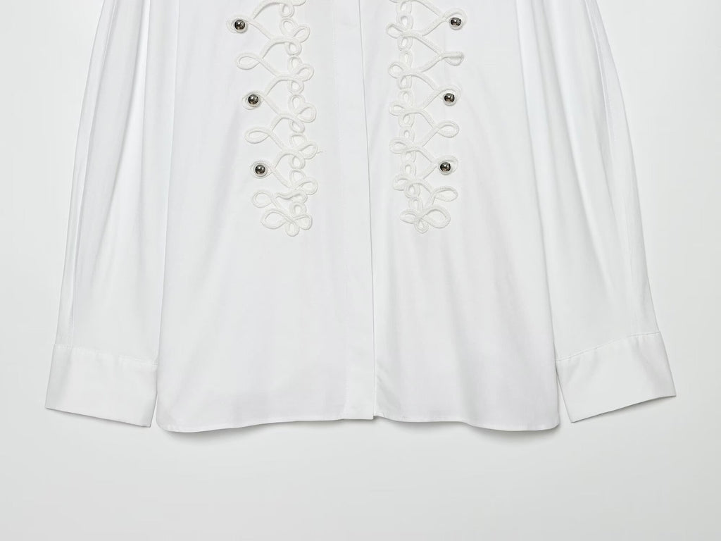 Women's rope knot buckle decoration poplin shirt