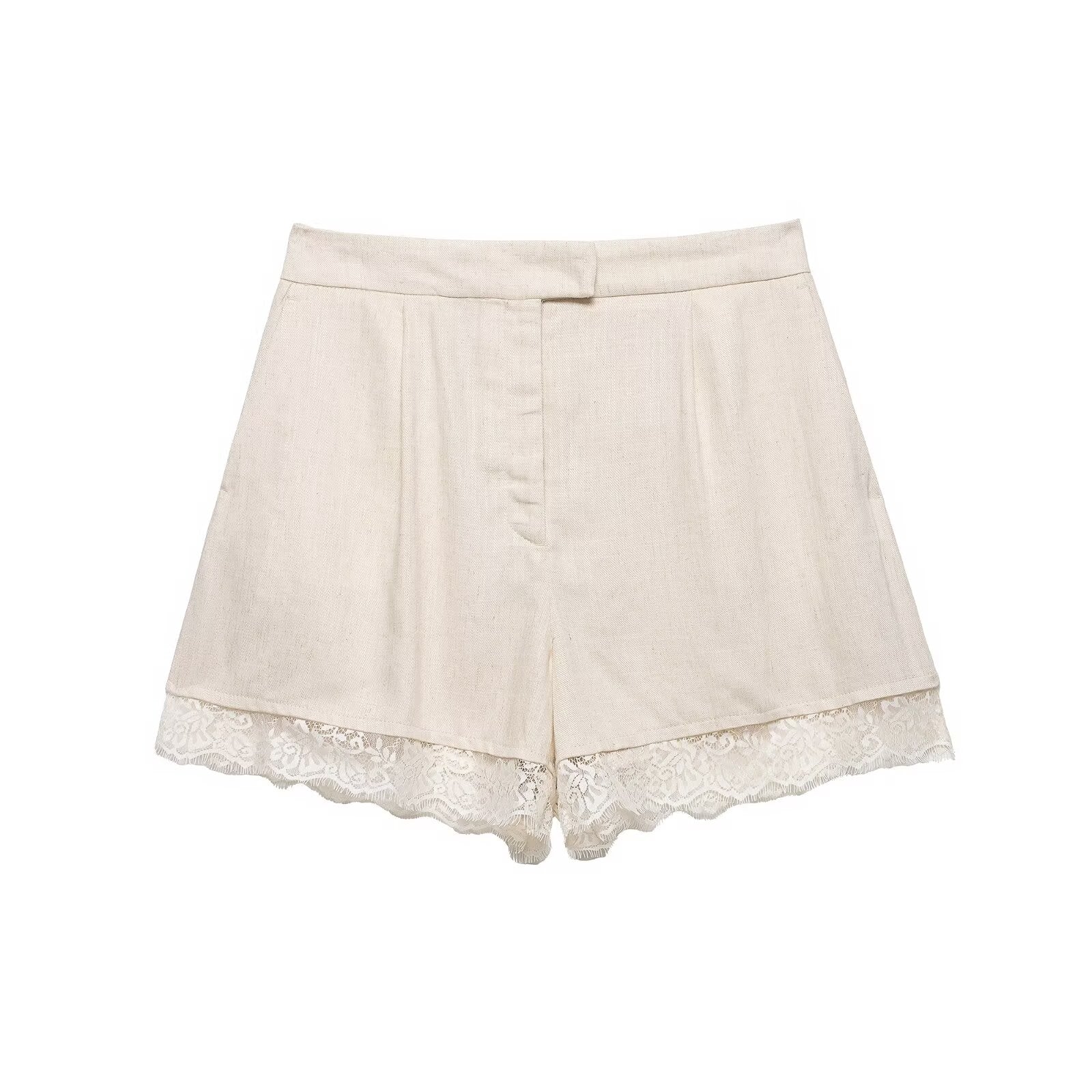 suit Women's 2 pieces lace hem short Blazer Coat+shorts