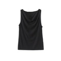 Women's New Fashion Solid Swing Collar Sleeveless T-shirt Top