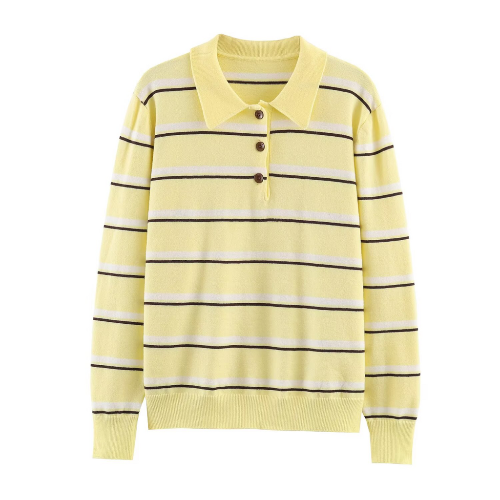 Women's comfortable striped knitted polo shirt