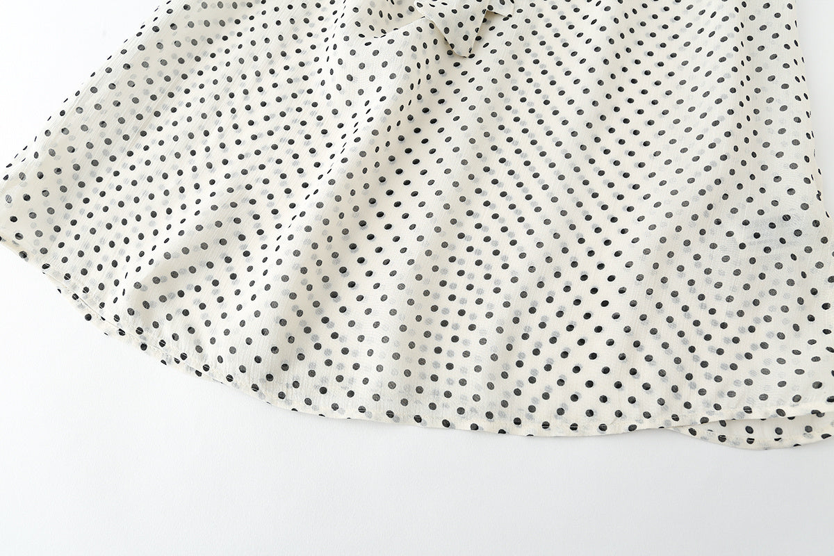 Women's bow decoration polka dot shirt