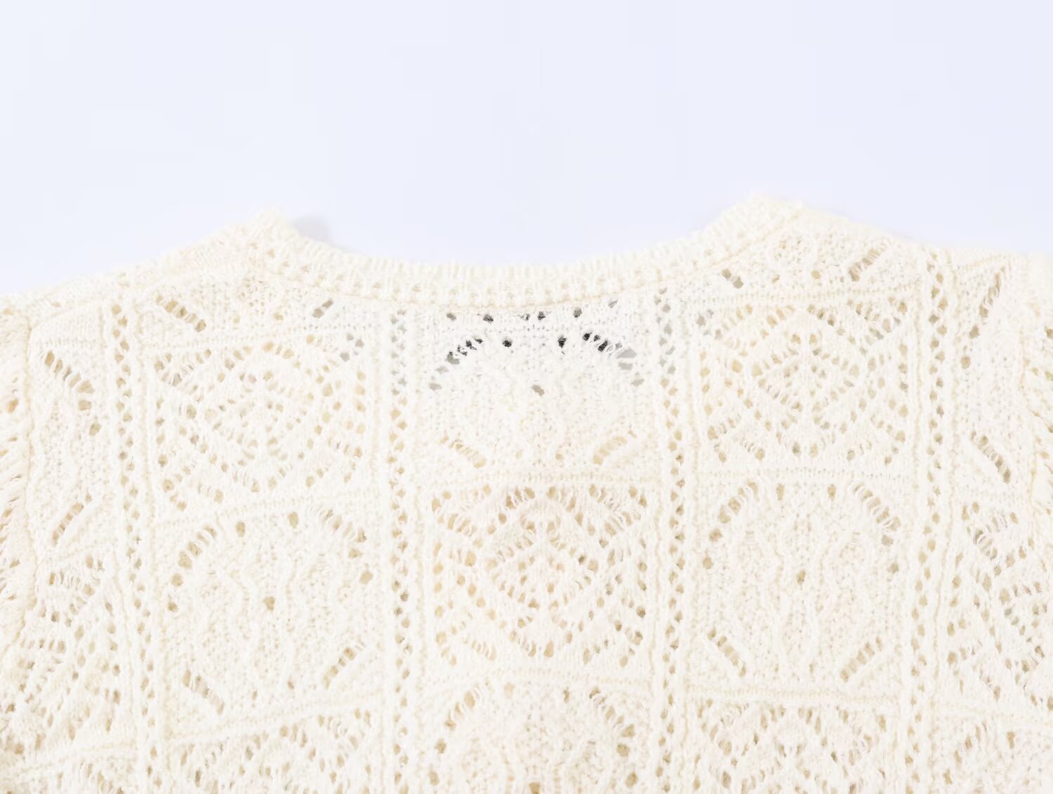 Women's short jacquard cotton knitted cardigan