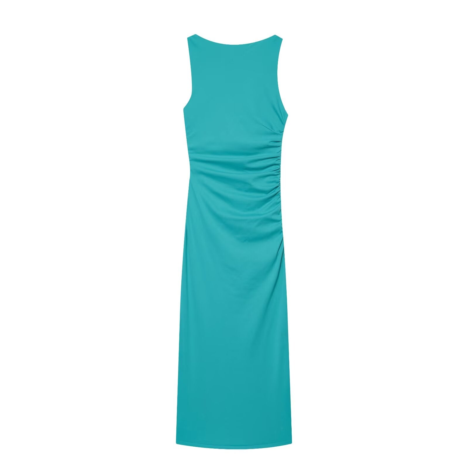 Women's slit design pleated Midi dress