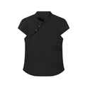Women's satin textured short button top