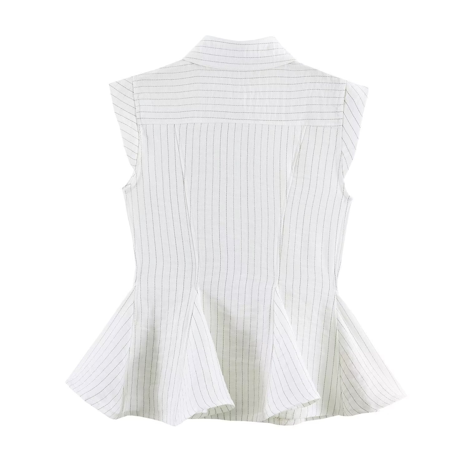 Women's linen blend sleeveless striped shirt