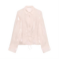 Women's metallic effect paired with belt shirt