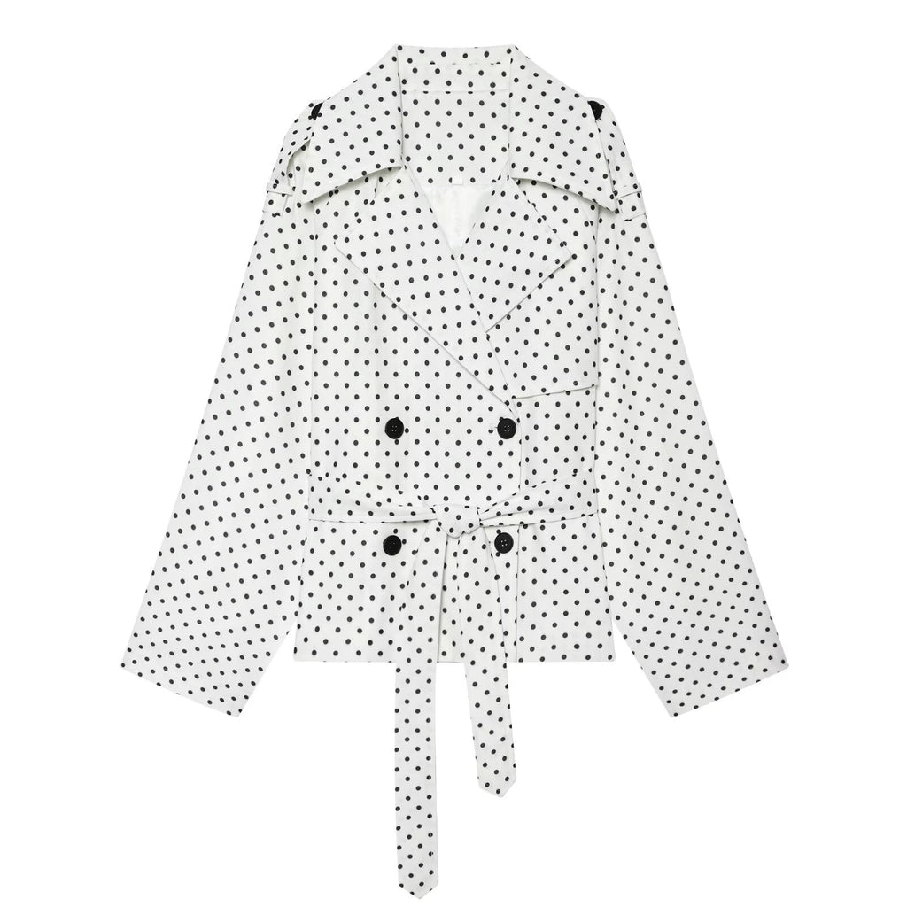 Women's with Belt polka dot windbreaker Coat
