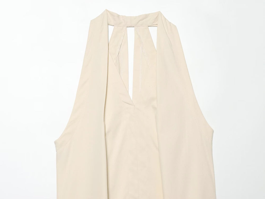 Women's tassel decoration long style hanging neck top