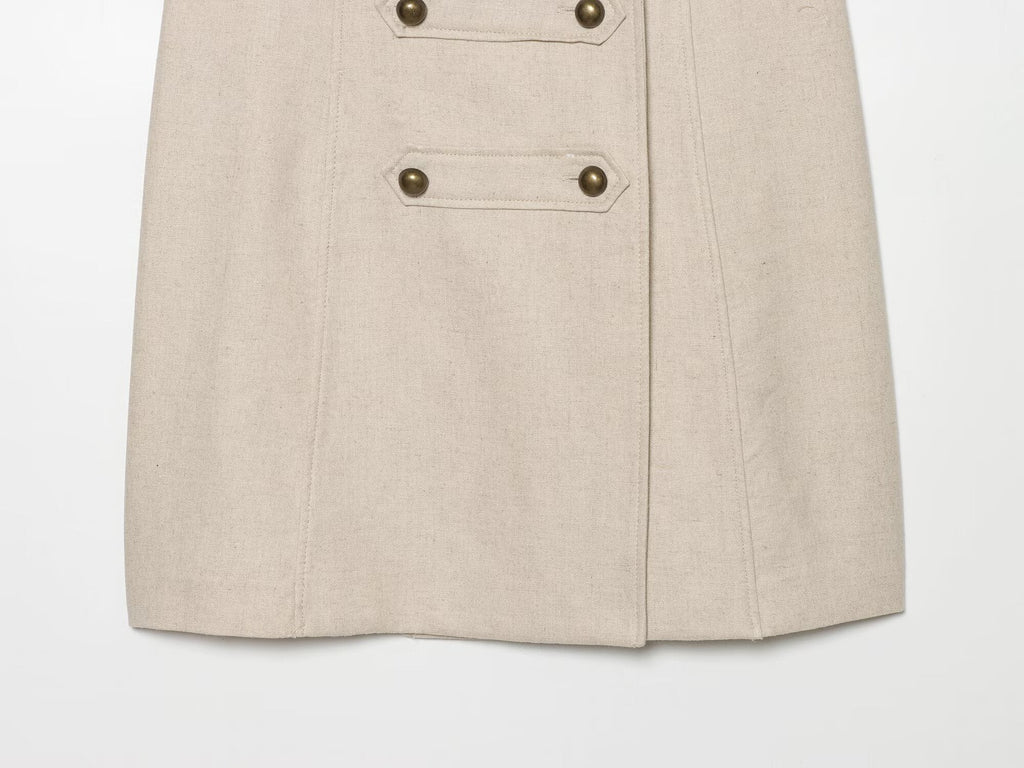 Women's rope knot buckle linen blended mini dress
