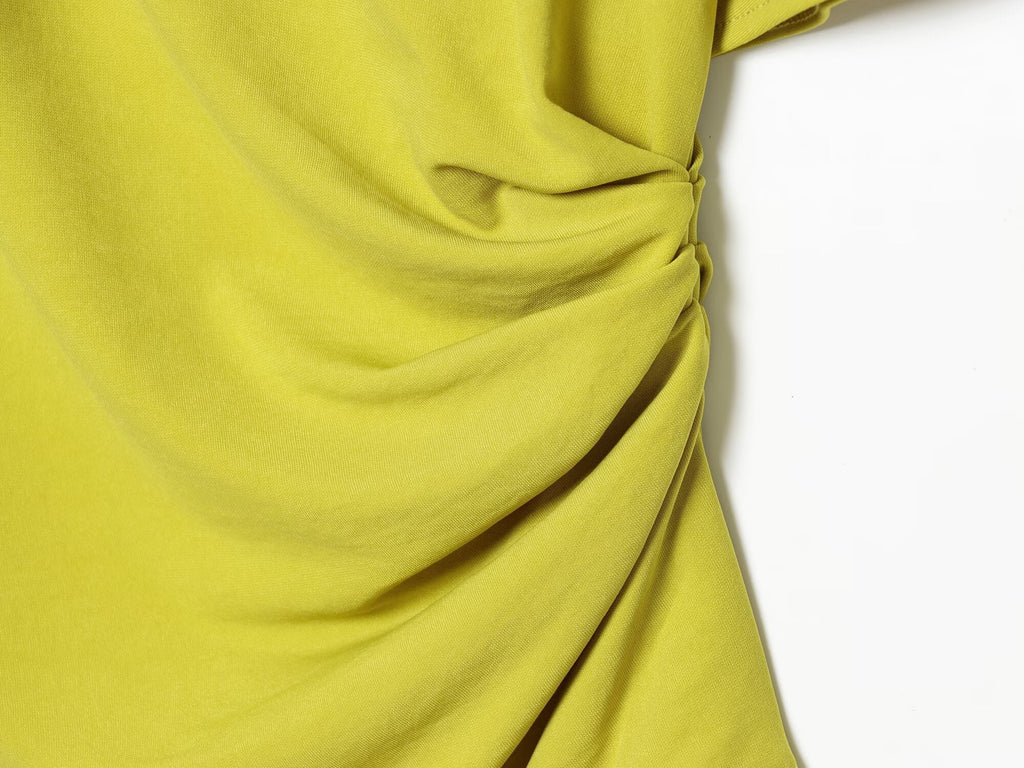 Women's boat neck asymmetrical pleated top