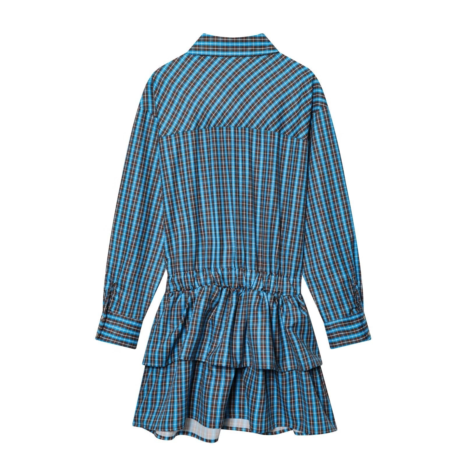 Women's With Belt layered decorative plaid dress