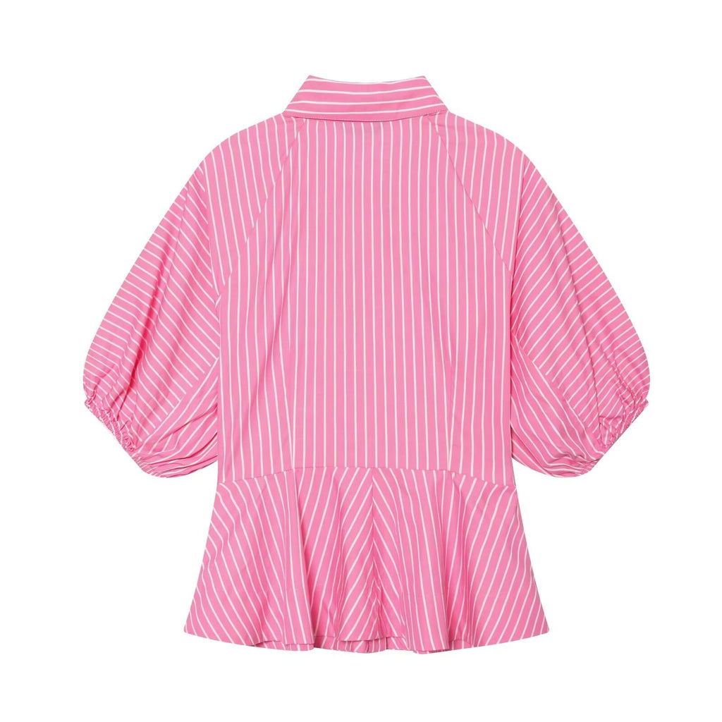 Women's casual striped poplin shirt