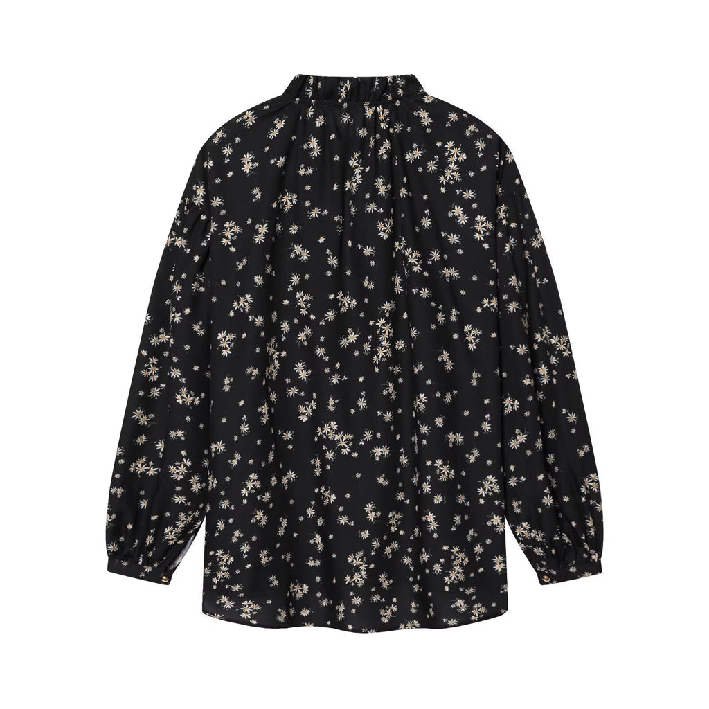 2026 Women's printed V-neck lace up shirt