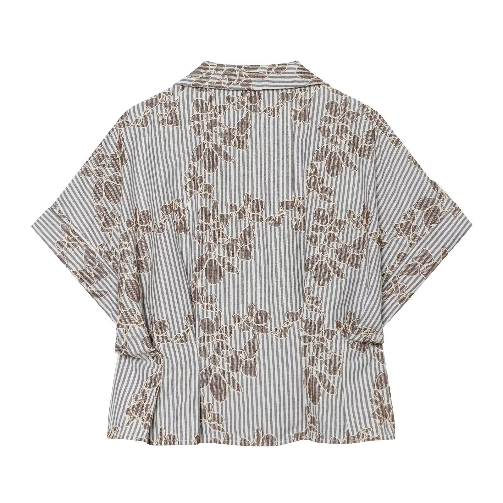 Women's beaded embroidered short shirt