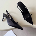 Women's new bow pointed high-heeled sandals shoes have a shoe box