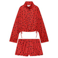 suit Women's 2 pieces lace up decorative polka dot Coat+shorts
