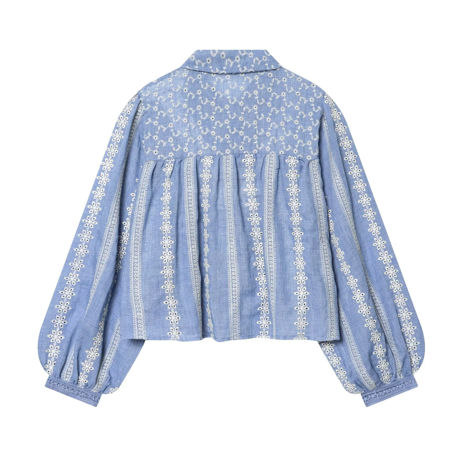 Women's short hollowed out embroidered shirt