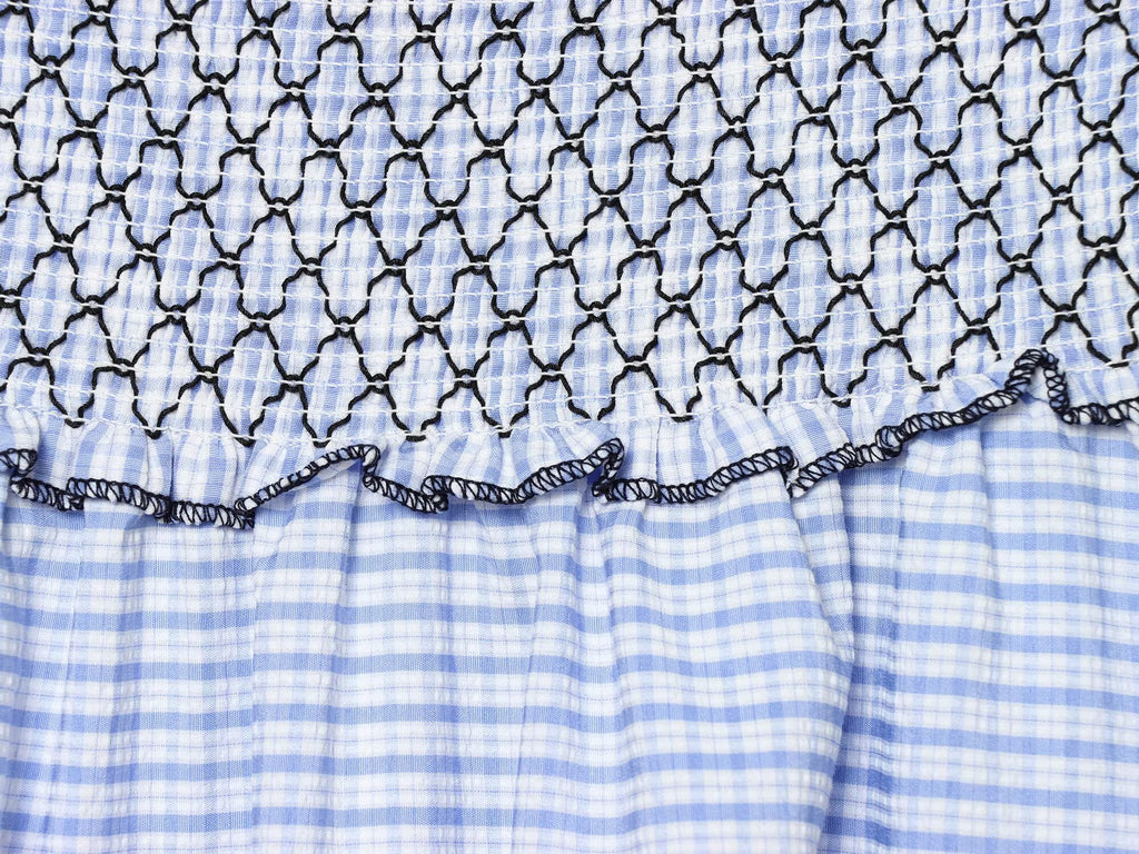 Women's casual embroidered checkered MIDI skirt