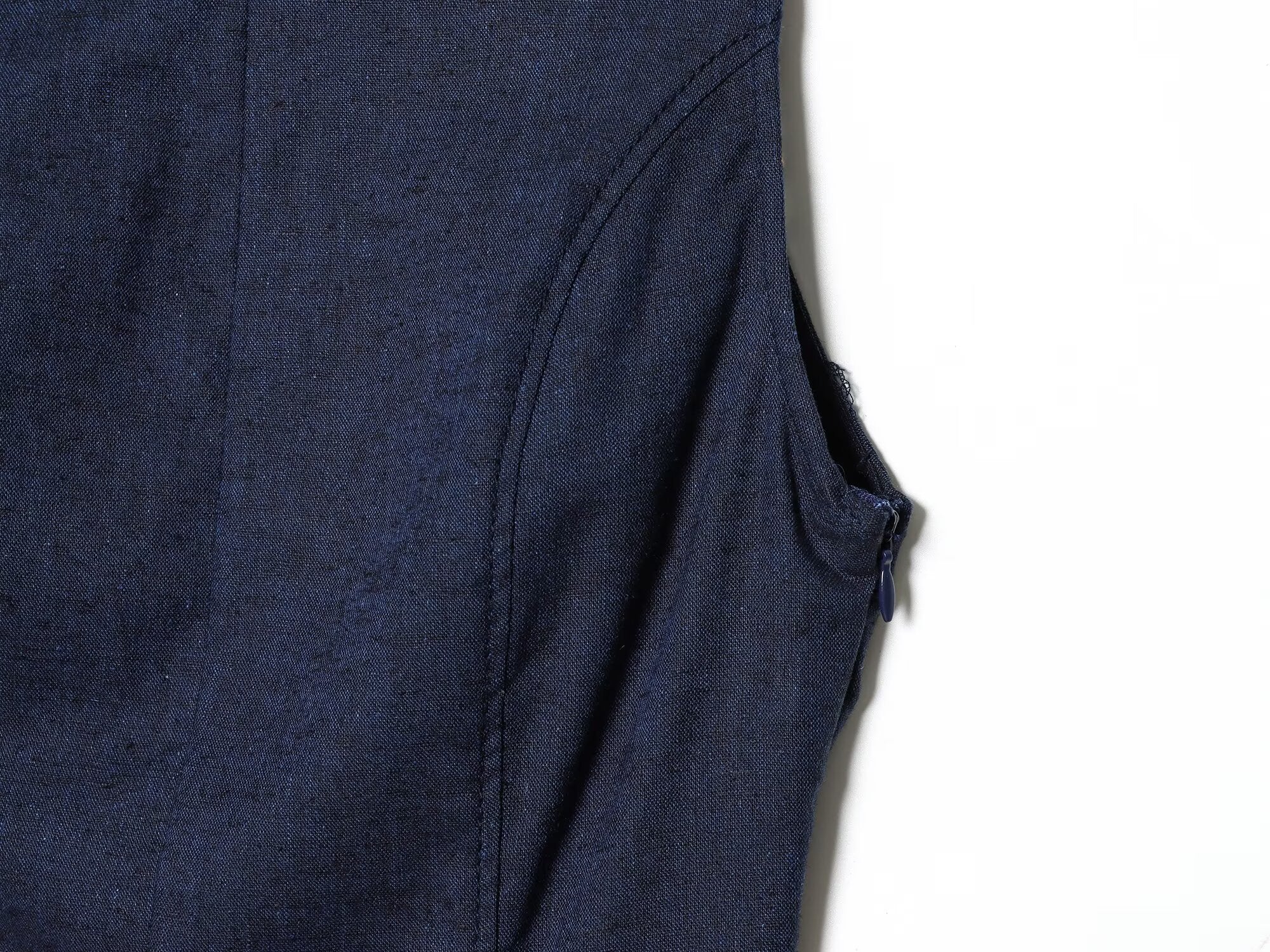Women's backless linen blended MIDI dress