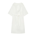 Women's With Belt loose long shirt style dress