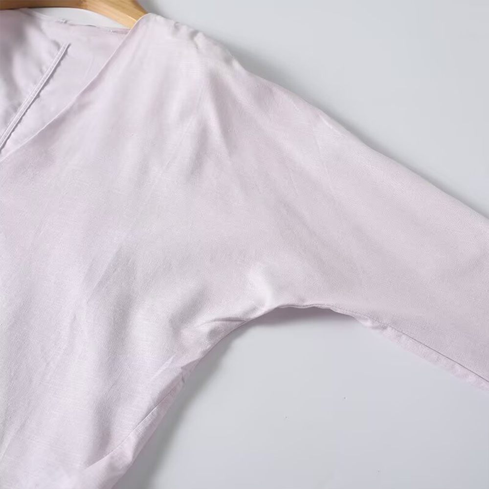 Women's loose V-neck linen blend cover shirt
