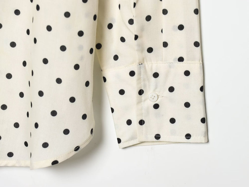 Women's retro polka dot casual Lapel shirt