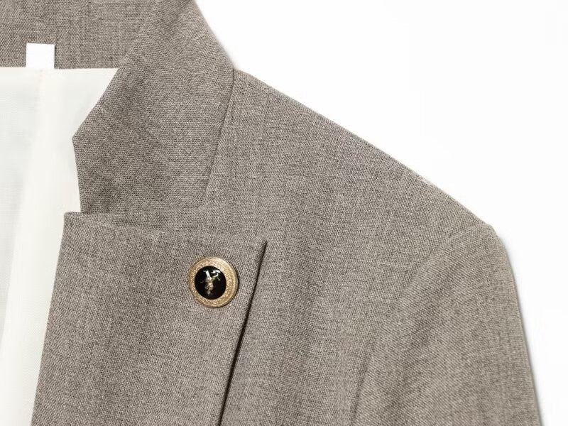 Women's flip button decoration slim Blazer Coat