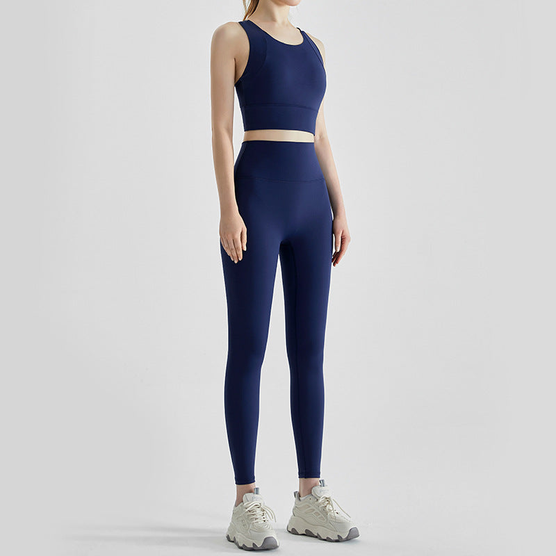 Women's Fashion Sportswear Suit Professional Running Vest High Waist Hip Fitness Pants Two-piece Suit