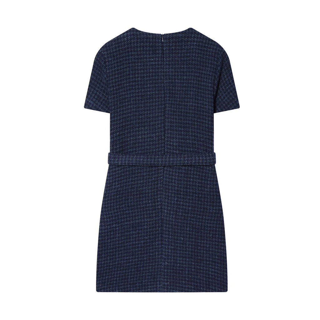 Women's With Belt Short Sleeve plaid Mini Dress