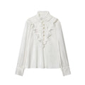Women's new fashion long sleeved satin textured jacquard shirt