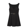 Women's With Belt Black Mini Dress