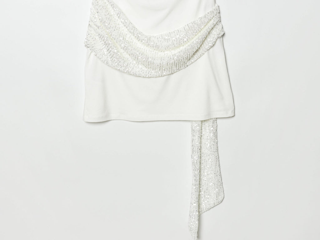 Women's backless bead patchwork mini dress
