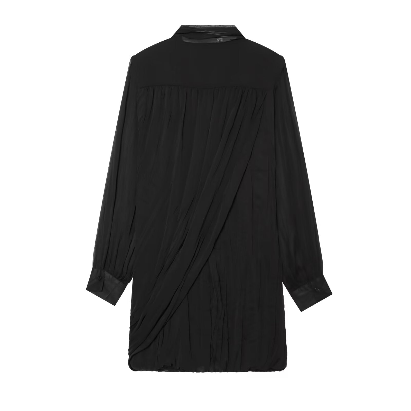Women's long sleeved drape pleated mini dress