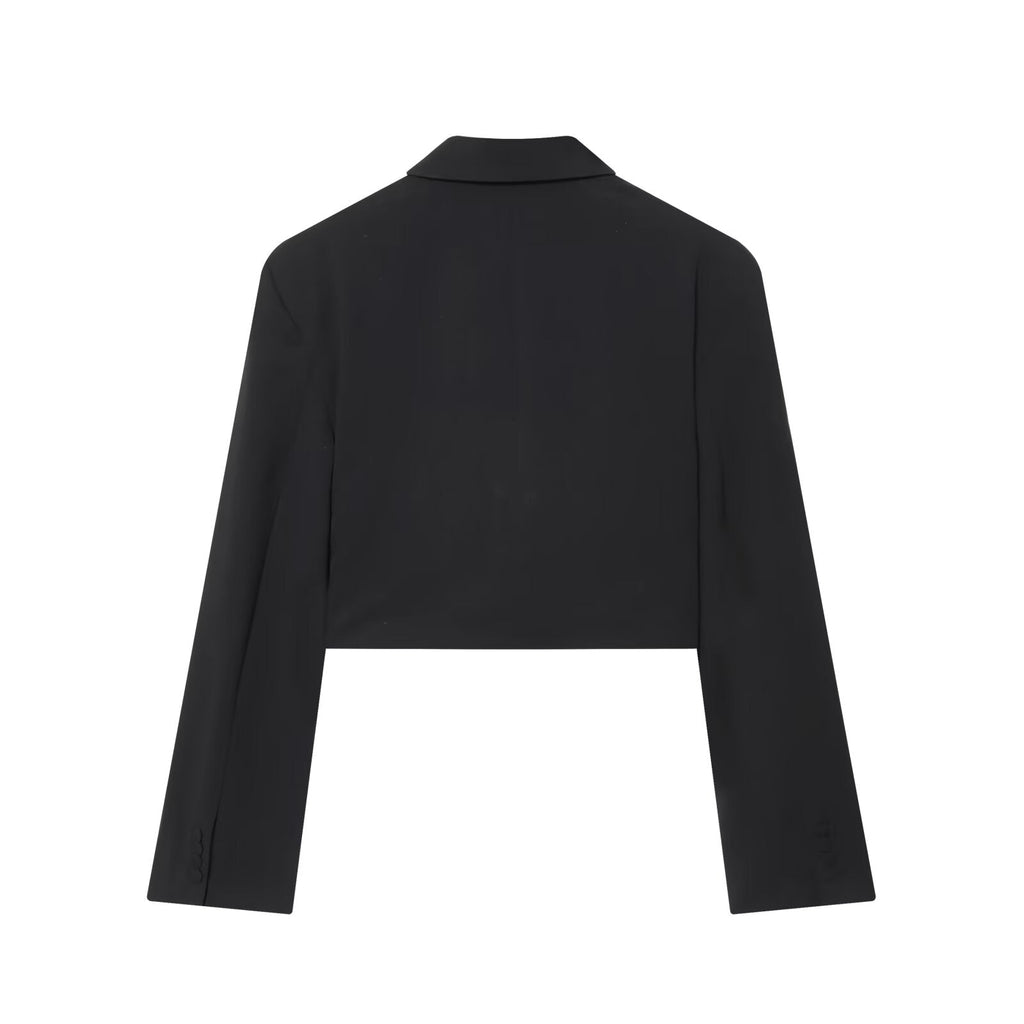 Women's with shoulder pads short pleated Blazer Coat