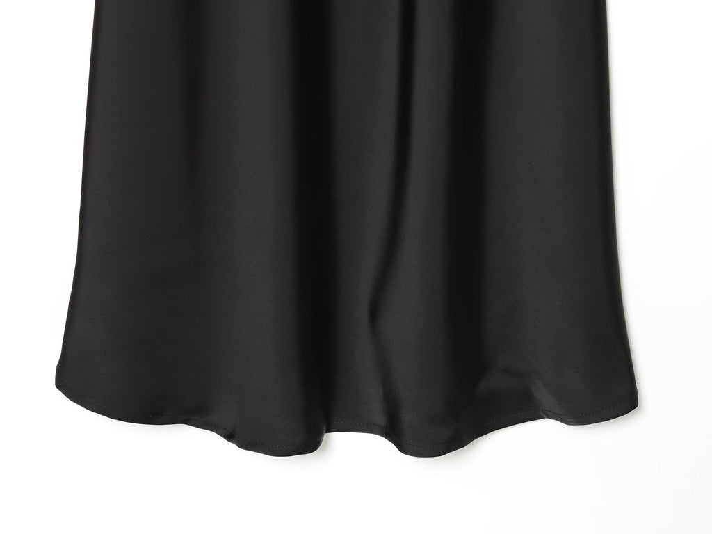 Women's slim draped suspender MIDI dress