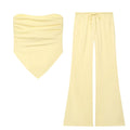 suit Women's 2 pieces satin textured strapless top+Pants