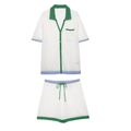 suit Women's 2 pieces hollow knitted polo shirt+shorts
