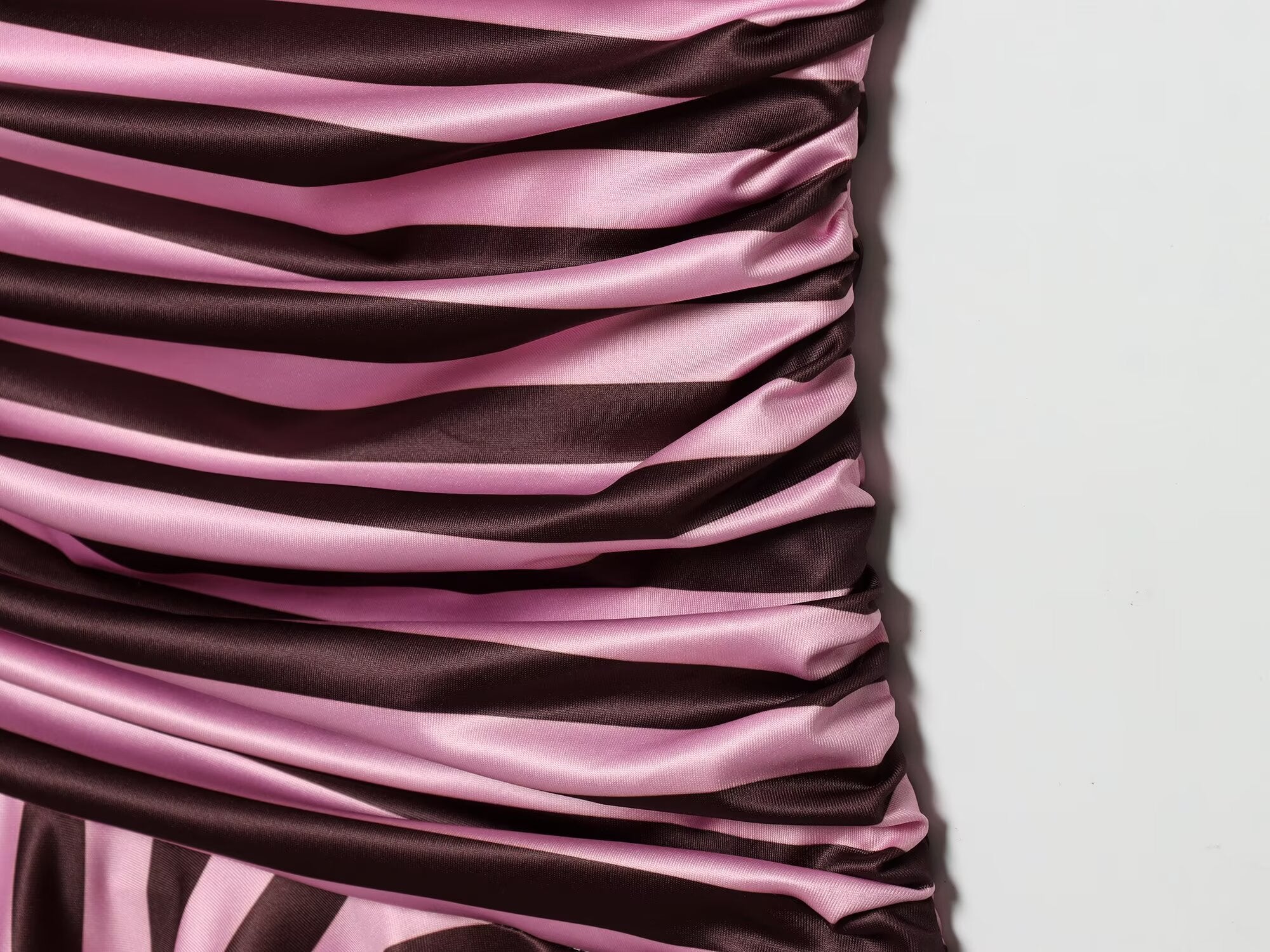 Women's striped pleated V-neck halter neck dress