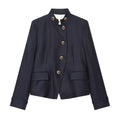 Women's gold button decoration slim Blazer Coat