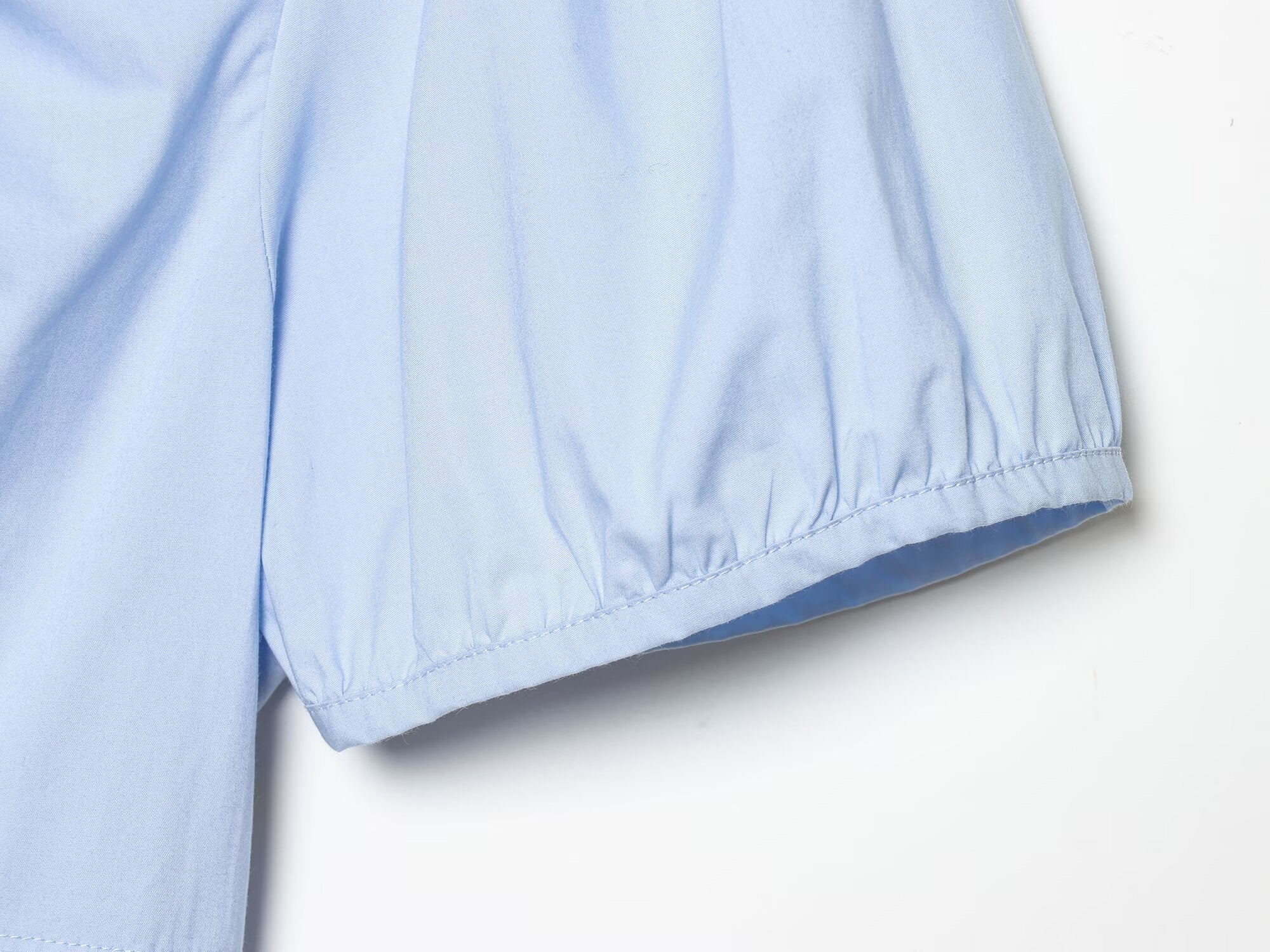 Women's bow decoration pleated poplin top