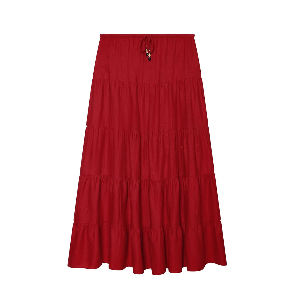 suit Women's 2 pieces linen blend pleated halter neck top+Skirts