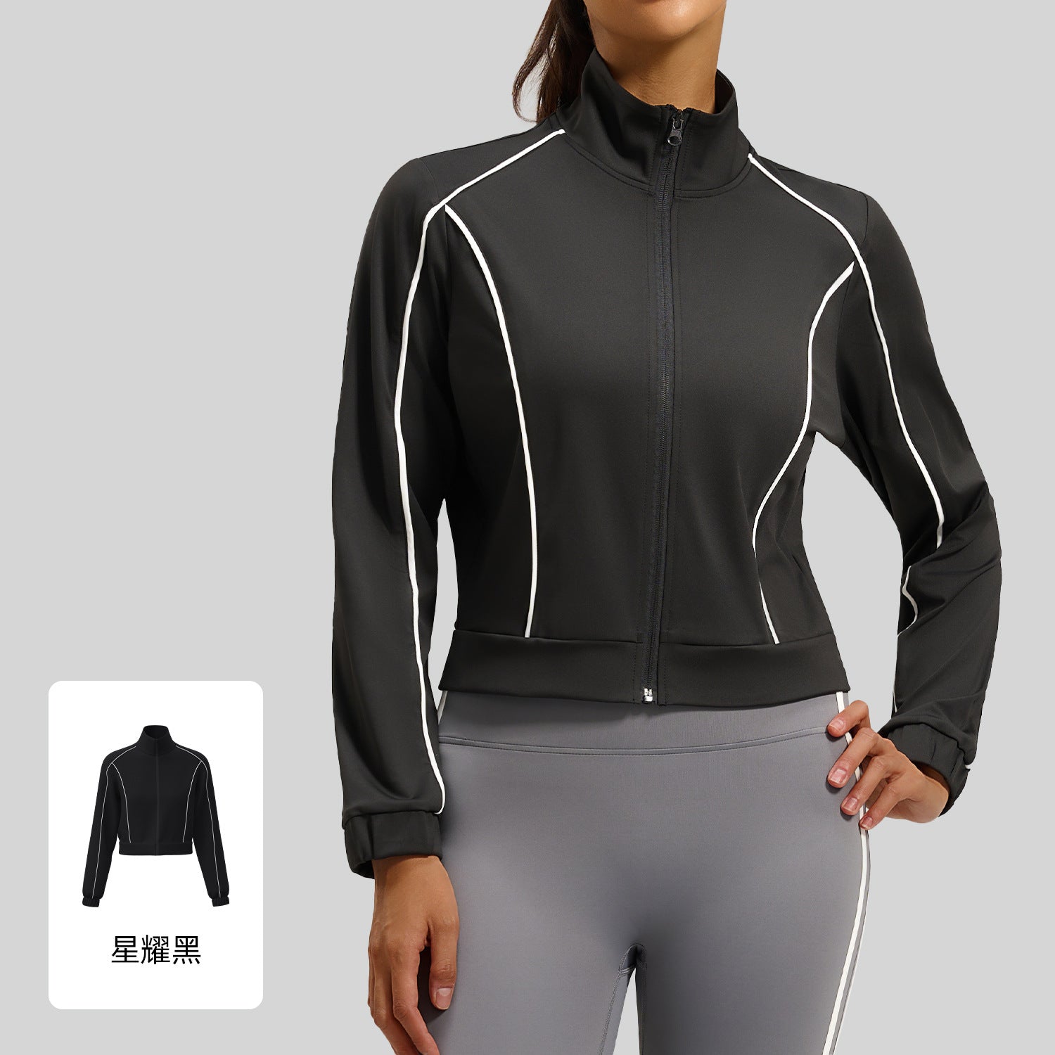 New women's loose-fitting color-blocked sports jacket