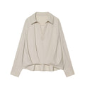 Women's fluffy hem linen blend shirt