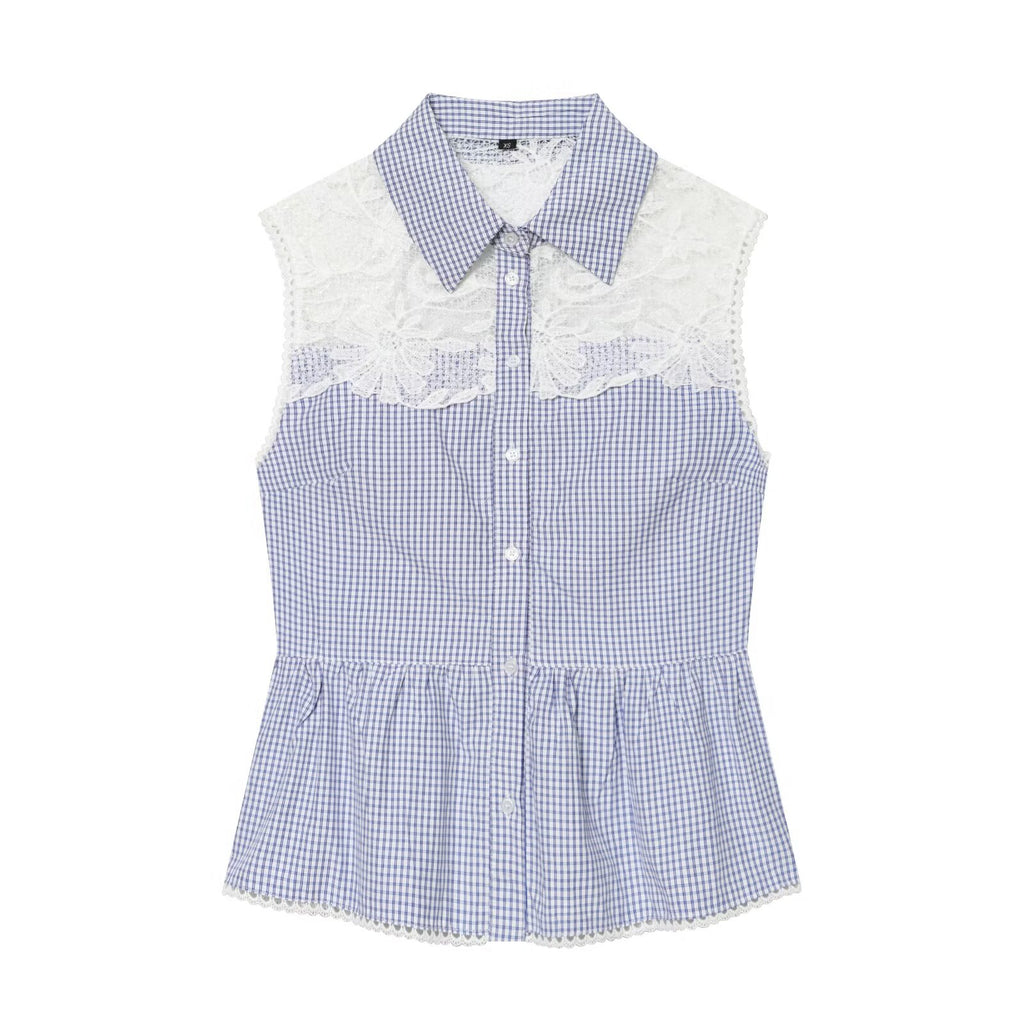 Women's casual plaid patchwork shirt