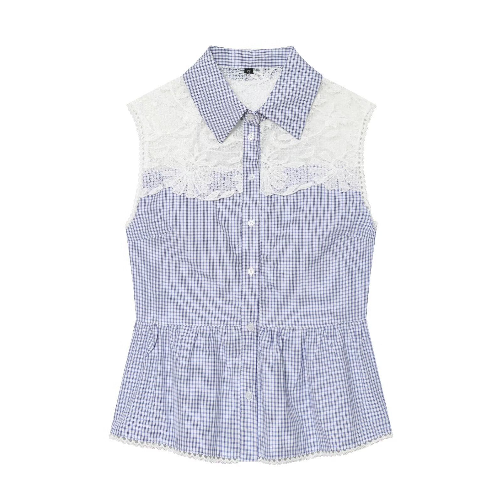 Women's casual plaid patchwork shirt